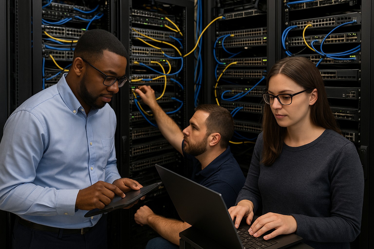 Person configuring network equipment