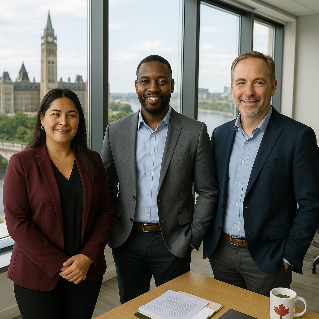 Ottawa skyline with business handshake